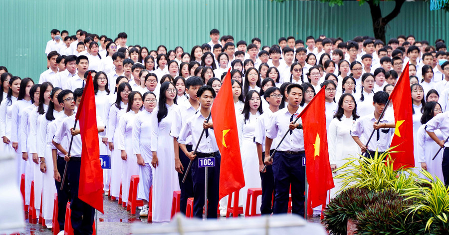 Lễ khai giảng năm học 2024 - 2025 tại Trường THPT chuyên Lý Tự Trọng (TP Cần Thơ). Ảnh: Thành Thật