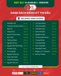 Danh sách cầu thủ 14 đội bóng dự V-League 2023/24
