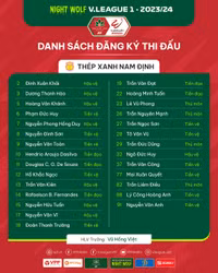 Danh sách cầu thủ 14 đội bóng dự V-League 2023/24