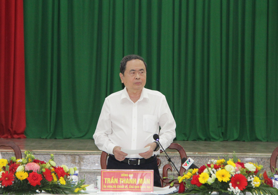 Chủ tịch Quốc hội Trần Thanh Mẫn phát biểu chỉ đạo công tác bầu cử trong buổi làm việc tại Vĩnh Long.