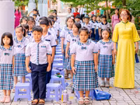 Học sinh Trường Tiểu học Bình Lợi (xã Bình Lợi, TPHCM) trong ngày khai giảng năm học mới 2025-2026.