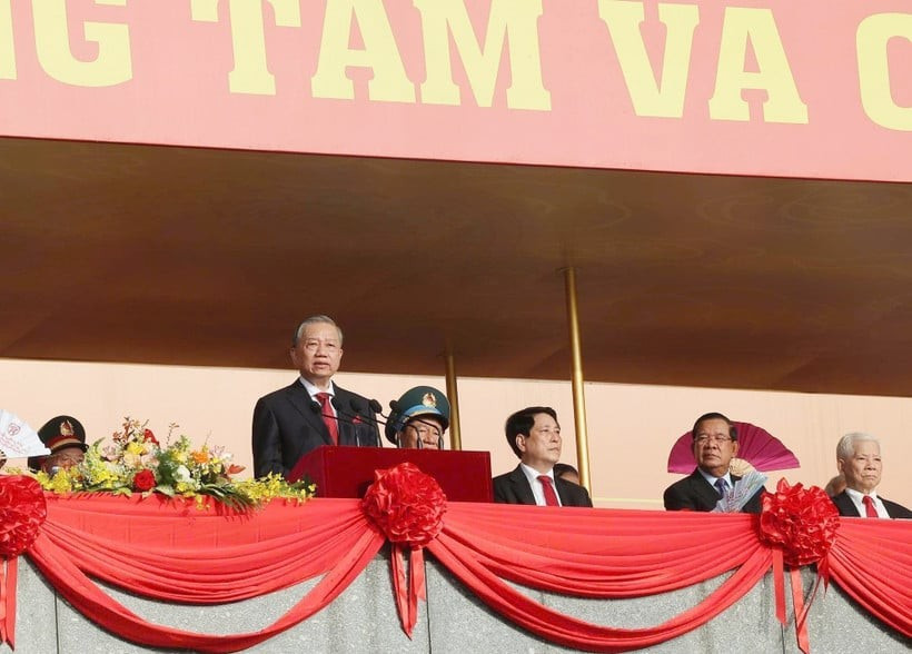 Tổng Bí thư Tô Lâm đọc diễn văn tại Lễ Kỷ niệm 80 năm Quốc khánh nước CHXHCN Việt Nam sáng 2/9. (Ảnh: TTXVN)