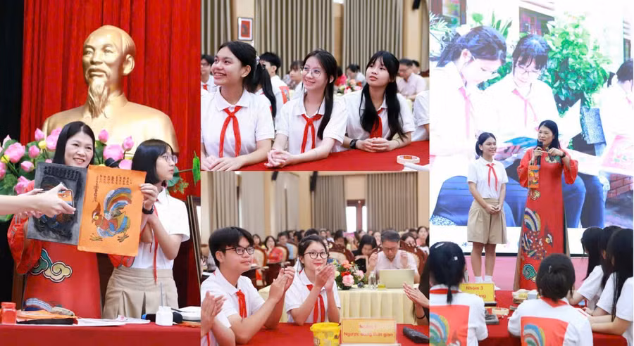 Buổi chuyên đề tìm hiểu về dòng tranh dân gian Kim Hoàng của Phòng GD&ĐT Hoài Đức thực hiện.