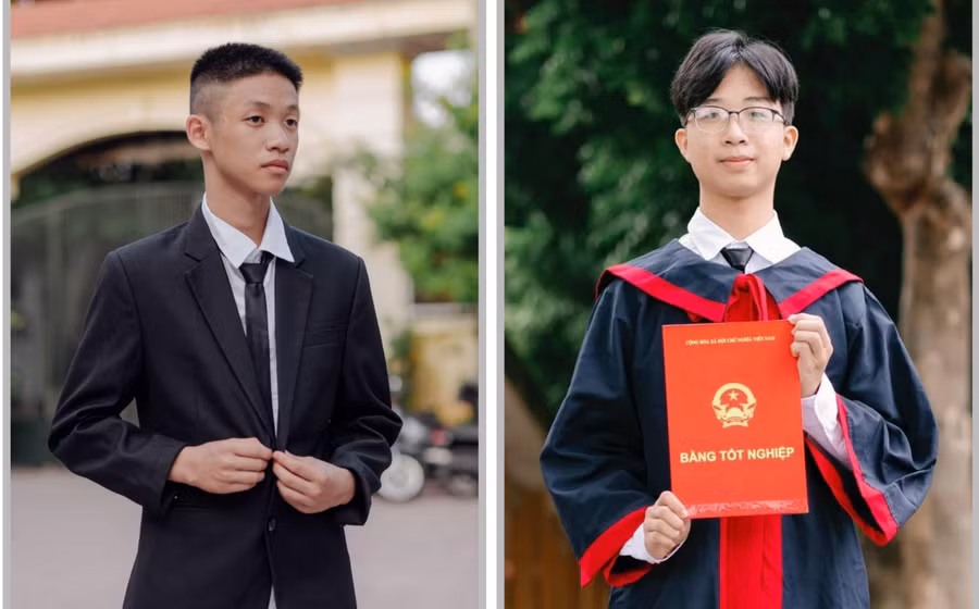 Em Trần Gia Hưng (trái) và Lâm Vũ Kỳ - học sinh Trường THCS Tân Định đều đỗ nhiều trường chuyên có tiếng của Hà Nội. 