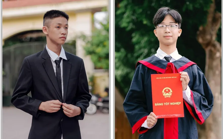 Em Trần Gia Hưng (trái) và Lâm Vũ Kỳ - học sinh Trường THCS Tân Định đều đỗ nhiều trường chuyên có tiếng của Hà Nội. 