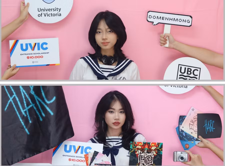 Các em Ngô Phương Linh (trên) và Nguyễn Chúc An của Trường Lương Thế Vinh đều đạt học bổng 100% vào trường đại học ở Canada. 