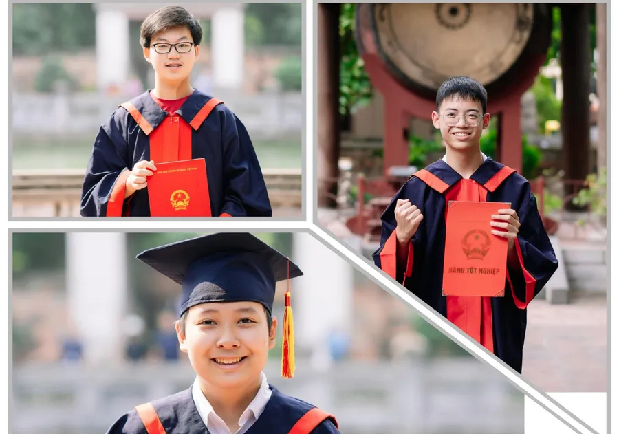 3 trong số gần 200 gương mặt học sinh tiêu biểu của Trường THCS Nguyễn Trường Tộ đỗ vào lớp 10 chuyên và song ngữ năm 2024.