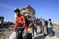 Hình ảnh hàng nghìn người Palestine trở về Gaza