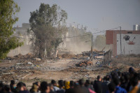 Hình ảnh hàng nghìn người Palestine trở về Gaza