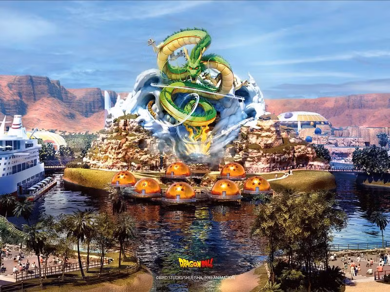 Một trong những trò chơi đặc trưng của công viên sẽ là tàu lượn siêu tốc cao 70 mét được đặt theo tên Shenron, con rồng ma thuật trong truyện. Chùm ảnh công viên giải trí Viên ngọc rồng đầu tiên trên thế giới