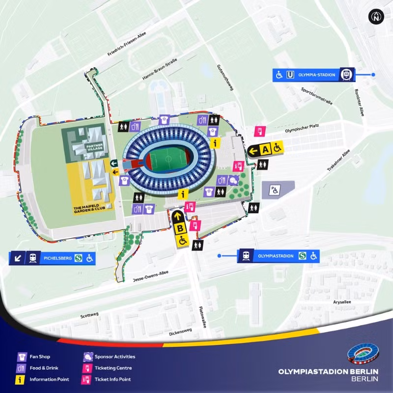 Sân vận động Olympic Berlin trước giờ khai màn trận Tây Ban Nha-Croatia