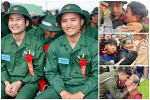 Những cảm xúc của tân binh và người thân trong lễ giao nhận quân ở Hà Tĩnh.