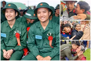 Những cảm xúc của tân binh và người thân trong lễ giao nhận quân ở Hà Tĩnh.