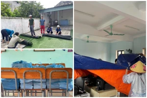 Các trường học ở Hà Tĩnh khẩn trương thực hiện các biện pháp bảo đảm tài sản, ứng phó với bão Bualoi.