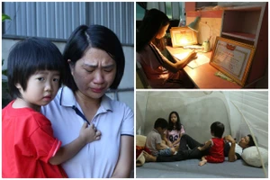 Những đứa trẻ con anh Huấn - chị Thanh đang có nguy cơ phải nghỉ học.