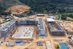 Hạng mục trọng yếu của các dự án trường liên cấp nội trú ở Hà Tĩnh đã dần hoàn thiện.