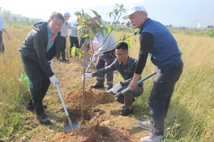 Lãnh đạo Công ty Formosa Hà Tĩnh tham gia trồng cây đầu Xuân.