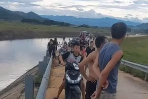 Hiện trường xảy ra vụ đuối nước khiến hai anh em ruột tử vong ở Hà Tĩnh. (Ảnh: CTV)