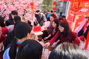 Hội chợ Xuân trong trường học ở Hà Tĩnh.