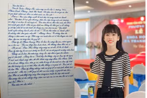 Bằng Nhi và bức thư cảm động được chia sẻ rất nhiều trong những ngày qua. (Ảnh: NVCC)