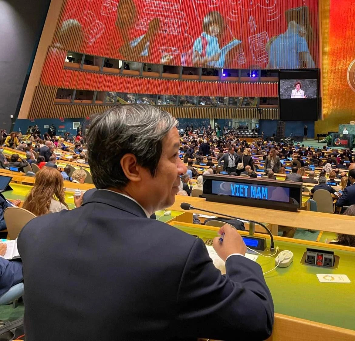 Bộ trưởng Nguyễn Kim Sơn tại Hội nghị thượng đỉnh toàn cầu về chuyển đổi giáo dục LHQ.