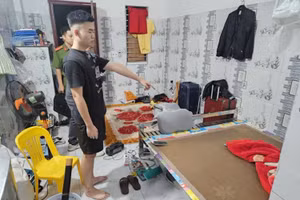 Nguyễn Trọng Khánh tại hiện trường. Ảnh: Facebook Công an tỉnh Hưng Yên
