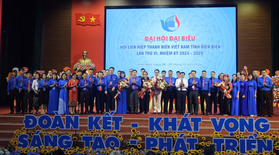 Ủy ban Hội Liên hiệp Thanh niên Việt Nam tỉnh Điện Biên khóa VI, nhiệm kỳ 2024 - 2029 ra mắt đại hội.