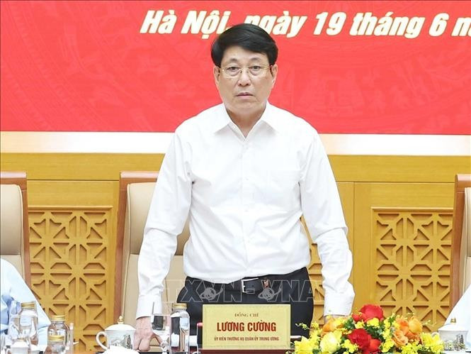 Chủ tịch nước Lương Cường phát biểu. (Ảnh: Thống Nhất/TTXVN) Chủ tịch nước Lương Cường phát biểu. (Ảnh: Thống Nhất/TTXVN)