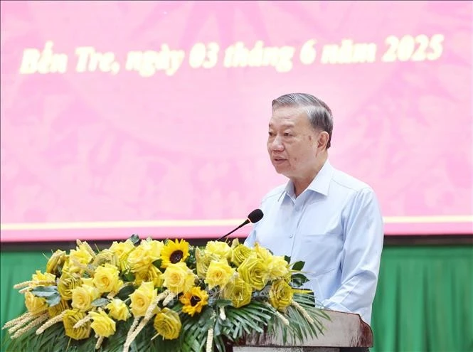 Bí thư Tô Lâm phát biểu chỉ đạo. (Ảnh: Thống Nhất/TTXVN)