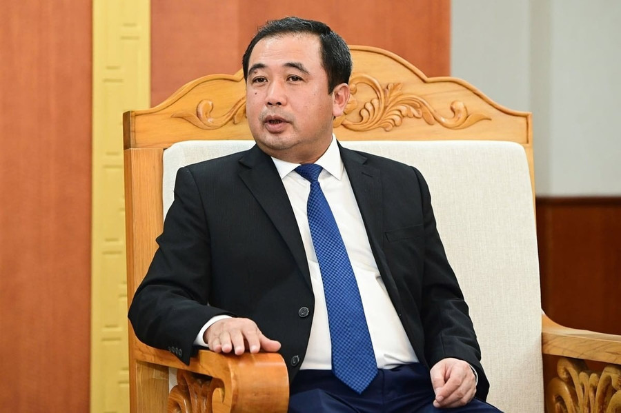 Quyền Bộ trưởng Bộ Nông nghiệp và Môi trường Trần Đức Thắng trả lời phỏng vấn. Ảnh: Tùng Đinh.