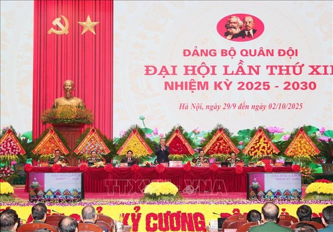 Tổng Bí thư Tô Lâm dự Phiên bế mạc Đại hội Đảng bộ Quân đội lần thứ XII. Ảnh: Trọng Đức/ TTXVN Tổng Bí thư Tô Lâm dự Phiên bế mạc Đại hội Đảng bộ Quân đội lần thứ XII. Ảnh: Trọng Đức/ TTXVN