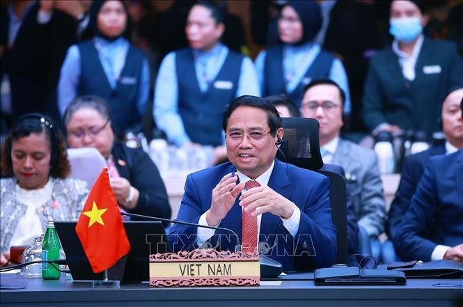 Thủ tướng Phạm Minh Chính dự và phát biểu tại Hội nghị Cấp cao ASEAN - Trung Quốc lần thứ 28. Ảnh: Dương Giang/TTXVN Thủ tướng Phạm Minh Chính dự và phát biểu tại Hội nghị Cấp cao ASEAN - Trung Quốc lần thứ 28. Ảnh: Dương Giang/TTXVN