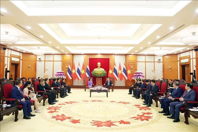 Tổng Bí thư Tô Lâm tiếp Thủ tướng Thái Lan Paetongtarn Shinawatra. (Ảnh: Thống Nhất/TTXVN) Tổng Bí thư Tô Lâm tiếp Thủ tướng Thái Lan Paetongtarn Shinawatra. (Ảnh: Thống Nhất/TTXVN)