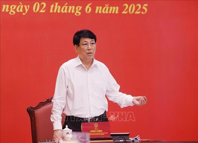 Chủ tịch nước Lương Cường phát biểu chỉ đạo. (Ảnh: Lâm Khánh/TTXVN) Chủ tịch nước Lương Cường phát biểu chỉ đạo. (Ảnh: Lâm Khánh/TTXVN)