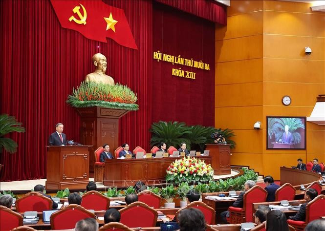 Tổng Bí thư Tô Lâm phát biểu khai mạc Hội nghị lần thứ mười ba, Ban Chấp hành Trung ương Đảng khoá XIII. Ảnh: Thống Nhất/TTXVN Tổng Bí thư Tô Lâm phát biểu khai mạc Hội nghị lần thứ mười ba, Ban Chấp hành Trung ương Đảng khoá XIII. Ảnh: Thống Nhất/TTXVN