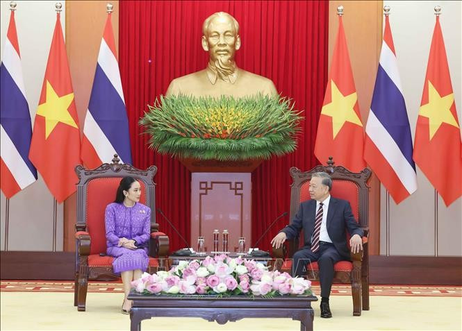 Tổng Bí thư Tô Lâm tiếp Thủ tướng Thái Lan Paetongtarn Shinawatra. (Ảnh: Thống Nhất/TTXVN) Tổng Bí thư Tô Lâm tiếp Thủ tướng Thái Lan Paetongtarn Shinawatra. (Ảnh: Thống Nhất/TTXVN)