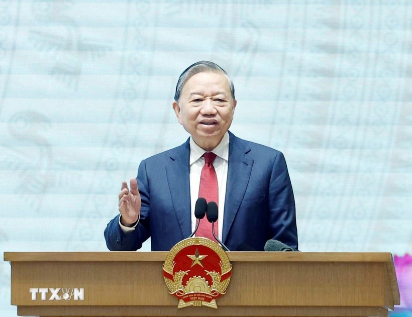 Tổng Bí thư Tô Lâm phát biểu. (Ảnh: Thống Nhất/TTXVN)