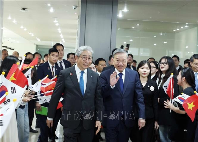 Tổng Bí thư Tô Lâm đến phát biểu chính sách tại Trường Đại học Yonsei. Ảnh: Thống Nhất/TTXVN