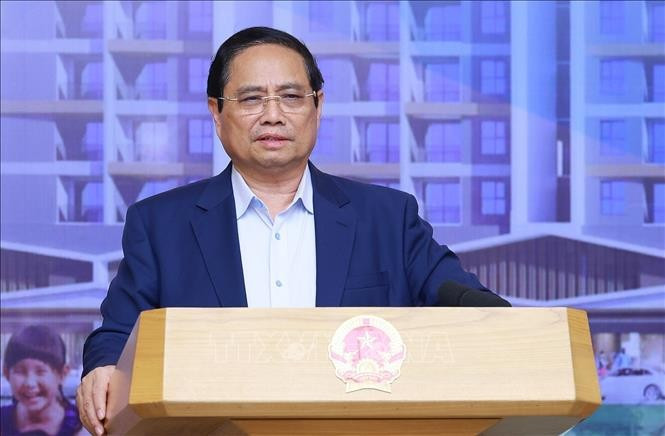 Thủ tướng Phạm Minh Chính chủ trì Hội nghị triển khai Nghị quyết của Quốc hội về thí điểm một số cơ chế, chính sách đặc thù phát triển nhà ở xã hội. (Ảnh: Dương Giang/TTXVN) Thủ tướng Phạm Minh Chính chủ trì Hội nghị triển khai Nghị quyết của Quốc hội về thí điểm một số cơ chế, chính sách đặc thù phát triển nhà ở xã hội. (Ảnh: Dương Giang/TTXVN)