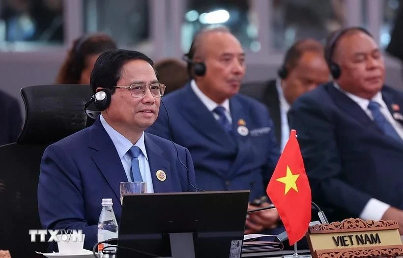 Thủ tướng Phạm Minh Chính phát biểu tại Hội nghị Cấp cao ASEAN-Hội đồng Hợp tác Vùng Vịnh (GCC) lần thứ hai. (Ảnh: Dương Giang/TTXVN).
