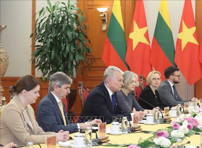Tổng thống Cộng hòa Litva Gitanas Nauseda phát biểu. (Ảnh: Thống Nhất/TTXVN) Tổng thống Cộng hòa Litva Gitanas Nauseda phát biểu. (Ảnh: Thống Nhất/TTXVN)