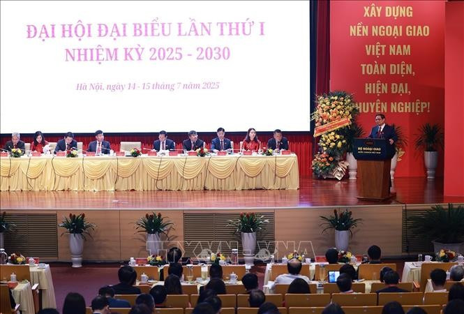 Thủ tướng Phạm Minh Chính phát biểu chỉ đạo tại Đại hội đại biểu Đảng bộ Bộ Ngoại giao lần thứ I, nhiệm kỳ 2025-2030. (Ảnh: Dương Giang/TTXVN)