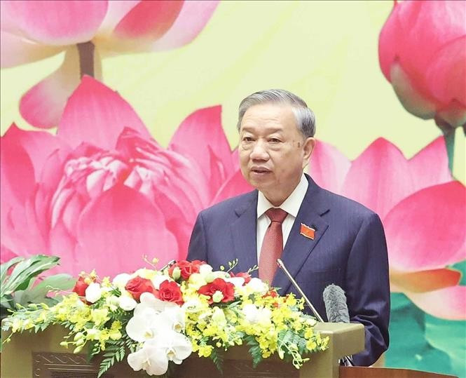 Tổng Bí thư Tô Lâm phát biểu chỉ đạo Đại hội đại biểu Đảng bộ Quốc hội lần thứ nhất. Ảnh: Thống Nhất/TTXVN