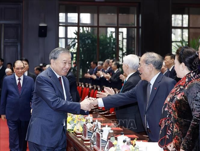 Tổng Bí thư Tô Lâm và các đại biểu tại Lễ kỷ niệm. Ảnh: Thống Nhất/TTXVN