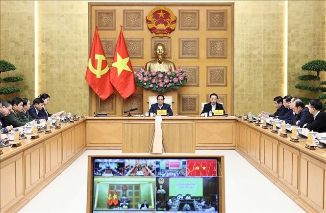 Thủ tướng Phạm Minh Chính chủ trì cuộc họp. Ảnh: Dương Giang/TTXVN