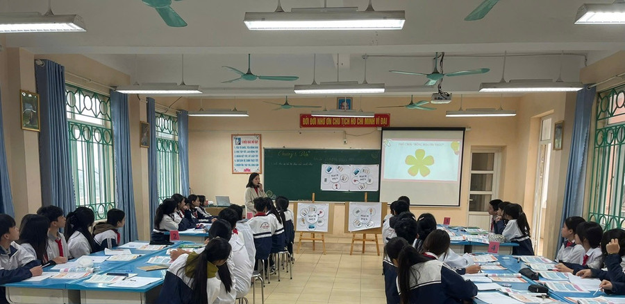 Một giờ giảng Ngữ văn ở Trường THCS Văn Khê (Mê Linh, Hà Nội).