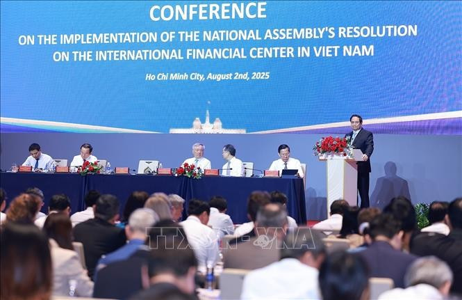 Thủ tướng Phạm Minh Chính, Trưởng Ban Chỉ đạo quốc gia về Trung tâm tài chính quốc tế tại Việt Nam phát biểu chỉ đạo. Ảnh: Dương Giang/TTXVN