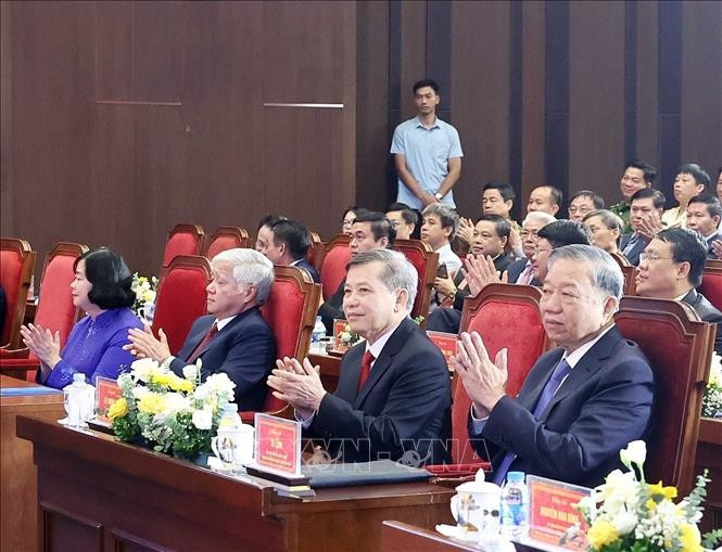 Tổng Bí thư Tô Lâm và các lãnh đạo Đảng, Nhà nước dự Lễ kỷ niệm. Ảnh: Thống Nhất/TTXVN Tổng Bí thư Tô Lâm và các lãnh đạo Đảng, Nhà nước dự Lễ kỷ niệm. Ảnh: Thống Nhất/TTXVN