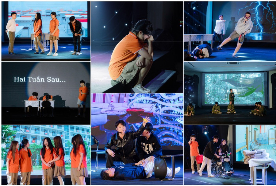 Học sinh nhập vai vào từng tiết mục tại Gala kịch Pharos.