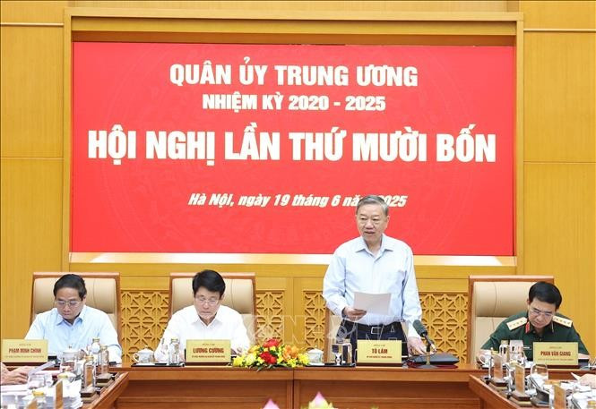 Tổng Bí thư Tô Lâm, Bí thư Quân ủy Trung ương phát biểu. (Ảnh: Thống Nhất/TTXVN)